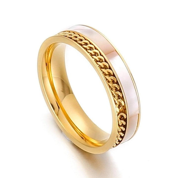 Kalen Luxury Shell Chain Rings Female Fashion Love Promise Rings Engagement Wedding Bridal Stainless Steel Rings.