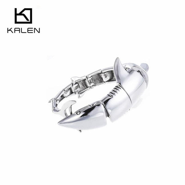 Kalen Men's Unique Shark Bracelets Stainless Steel High Polished Animal Shark Fish Pattern Bracelet Wrap Bangle Male Wholesale.