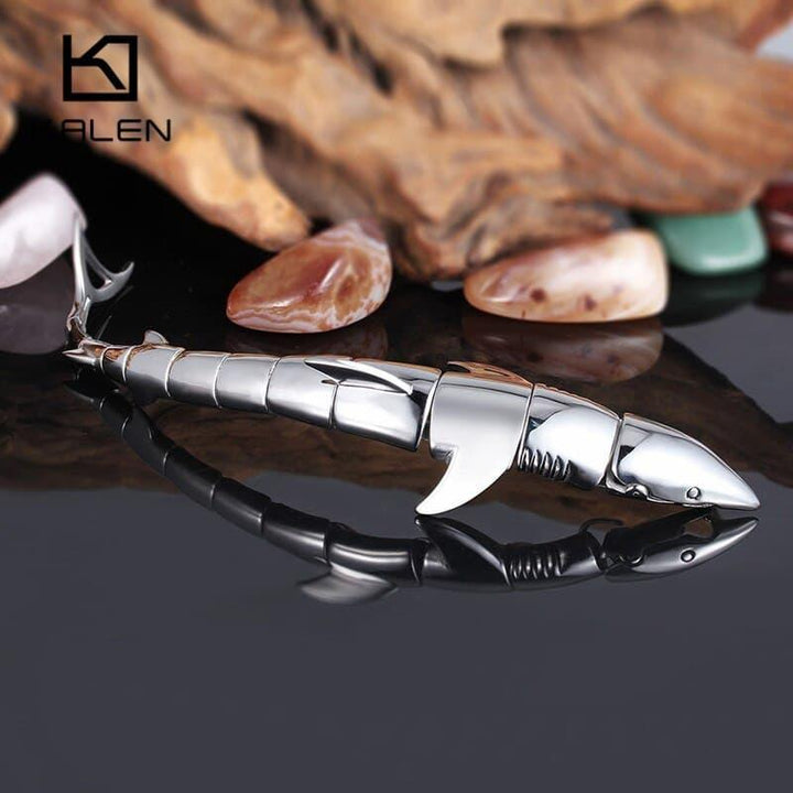 Kalen Men's Unique Shark Bracelets Stainless Steel High Polished Animal Shark Fish Pattern Bracelet Wrap Bangle Male Wholesale.
