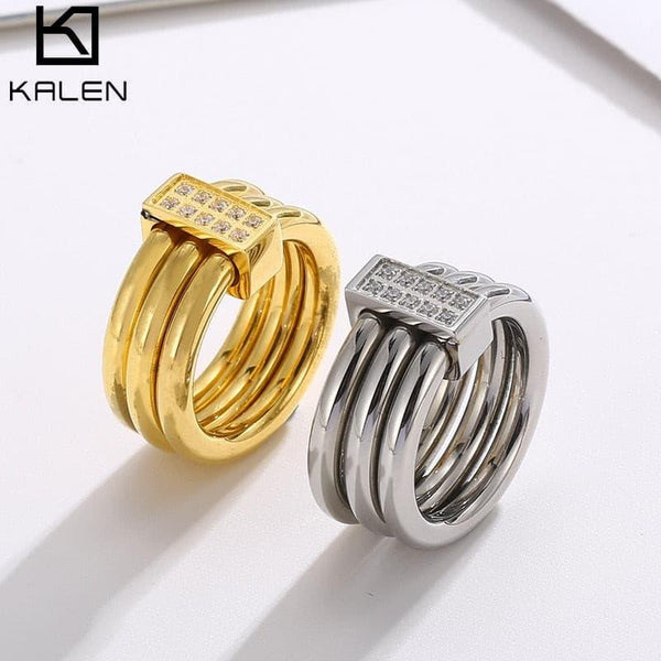 Kalen Minimalist Gold Color Chunky Rings Trendy Geometric Round Circle Rings for Women Thick Gold Stack Rings Wedding Jewelry.