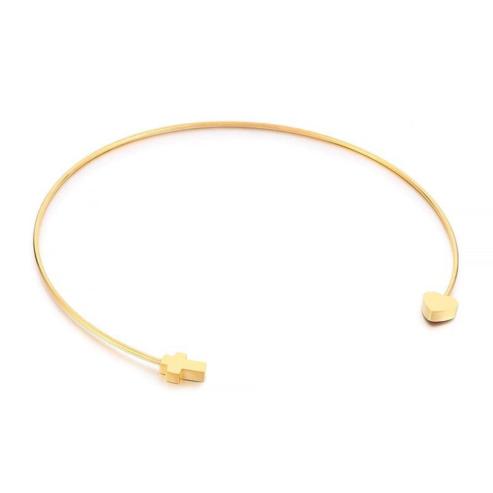 Kalen Minimalist Simple Open Cross Bangles Choker Set Fashion Adjustable Smooth Charm Torques Necklaces Mujer Jewelry Female.