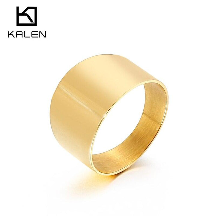 Kalen Minimalist Style 5mm Wide Ring 3-Color Stainless Steel Ring Female Couple Ring.