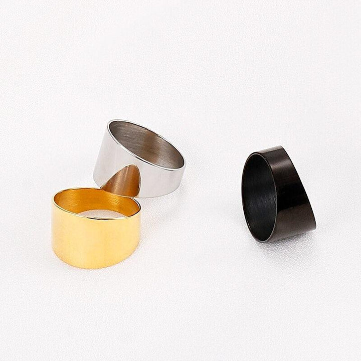 Kalen Minimalist Style 5mm Wide Ring 3-Color Stainless Steel Ring Female Couple Ring.