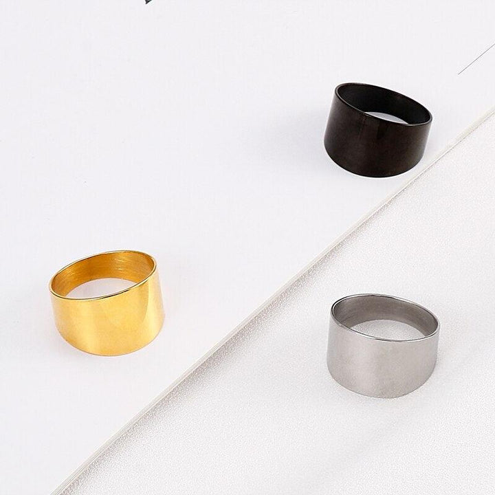 Kalen Minimalist Style 5mm Wide Ring 3-Color Stainless Steel Ring Female Couple Ring.