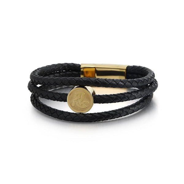 Kalen Multi Layer Leather Stainless Steel Bracelet For Men - kalen