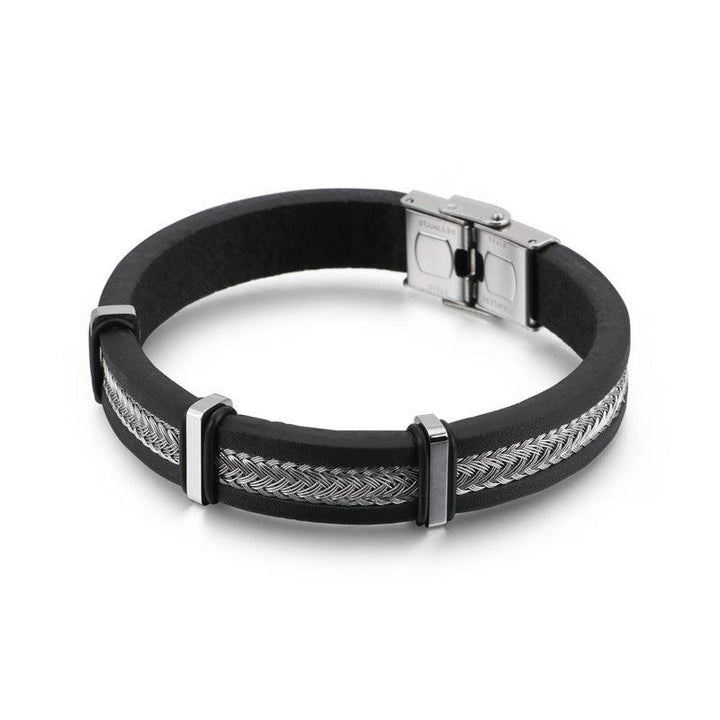 Kalen Multi Layer Leather Stainless Steel Bracelet For Men - kalen