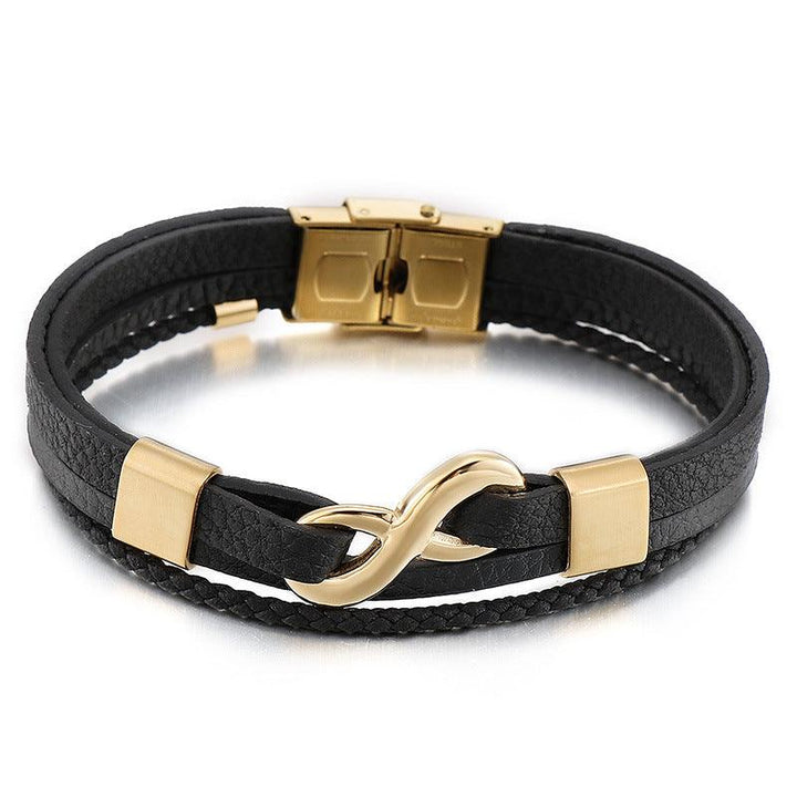 Kalen Multi Layer Leather Stainless Steel Bracelet For Men - kalen