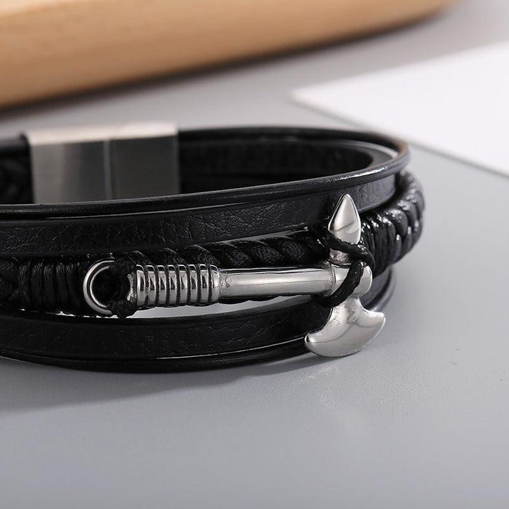 Kalen Multi Layer Leather Stainless Steel Bracelet For Men - kalen