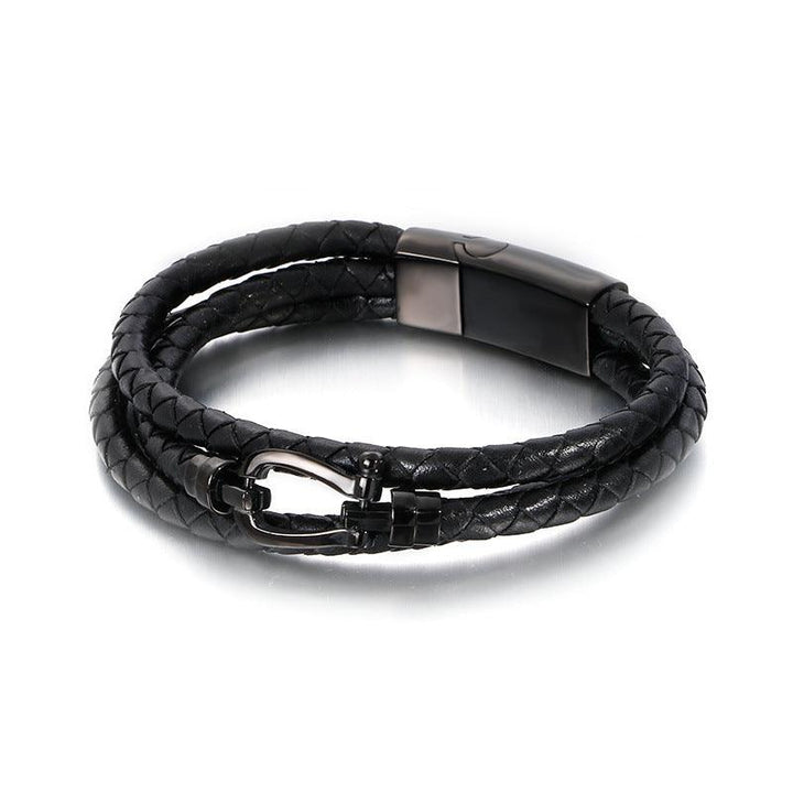 Kalen Multi Layer Leather Stainless Steel Bracelet For Men - kalen