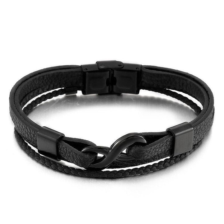 Kalen Multi Layer Leather Stainless Steel Bracelet For Men - kalen