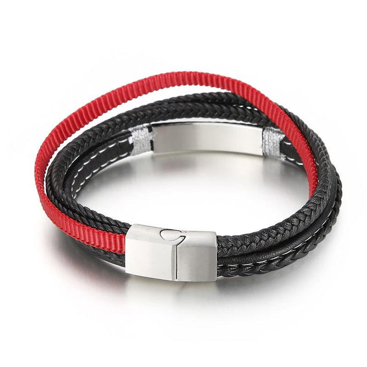 Kalen Multi Layer Leather Stainless Steel Bracelet For Men - kalen