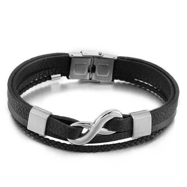 Kalen Multi Layer Leather Stainless Steel Bracelet For Men - kalen