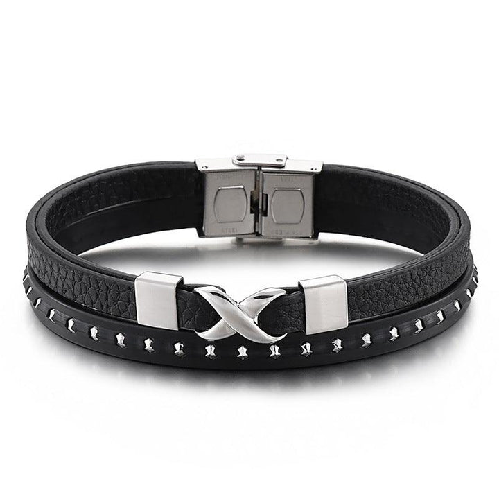 Kalen Multi Layer Leather Stainless Steel Bracelet For Men - kalen