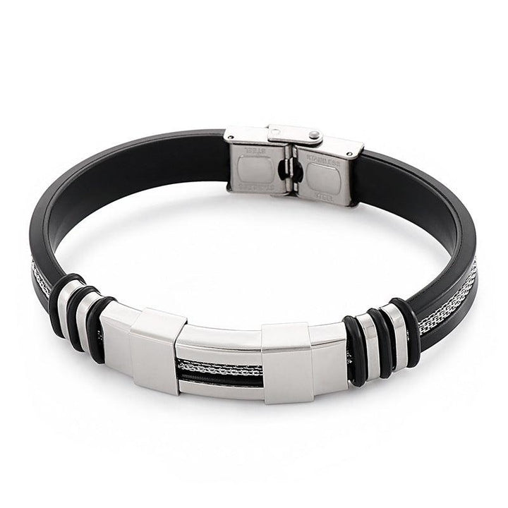 Kalen Multi Layer Leather Stainless Steel Bracelet For Men - kalen