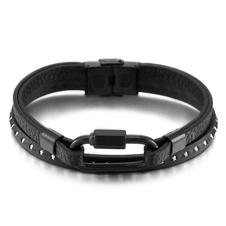 Kalen Multi Layer Leather Stainless Steel Bracelet For Men - kalen