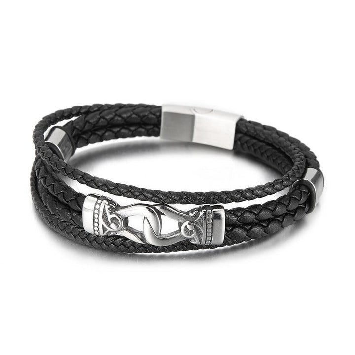 Kalen Multi Layer Leather Stainless Steel Bracelet For Men - kalen