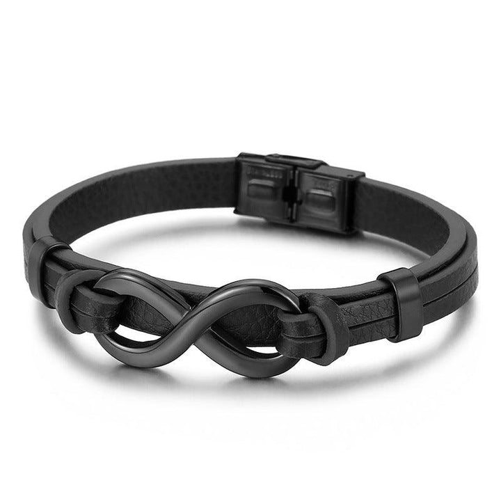 Kalen Multi Layer Leather Stainless Steel Infiniti Bracelet For Men - kalen