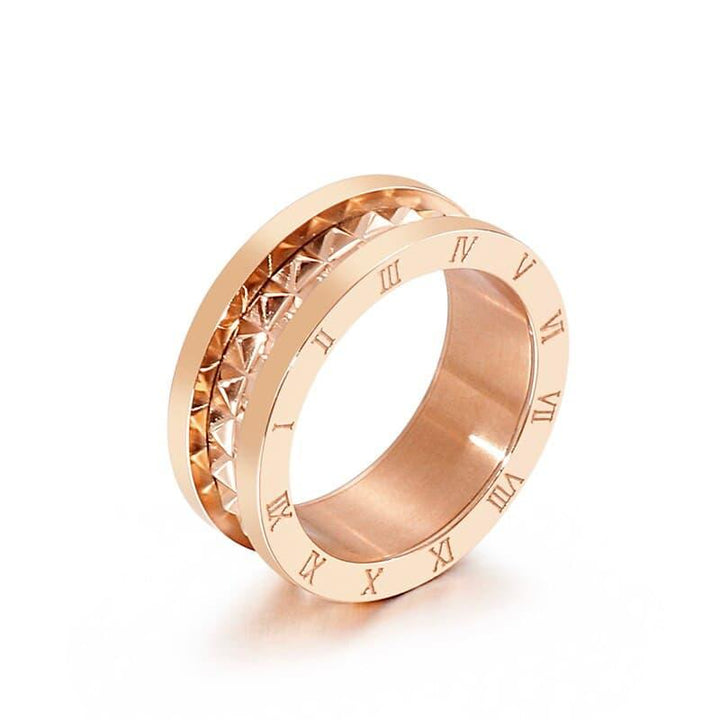 Kalen New 3 Colors Stainless Steel Bague Femme Trendy Cubic Zirconia Wedding Ring For Women Roman Numerals Anillos Mujer Jewelry.