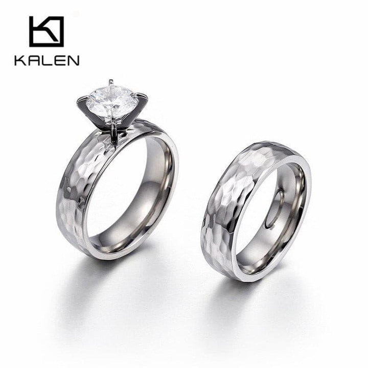 Kalen New Arrival Fashion Zircon Finger Rings For Women Stainless Steel Gold Metal Engagement Wedding Rings Birthday Gifts 2019.