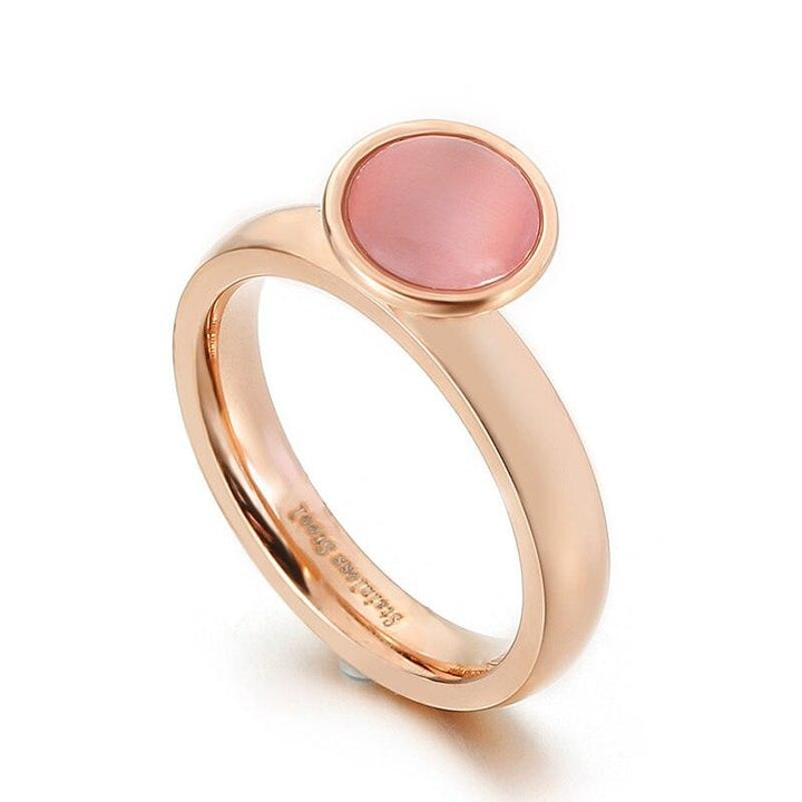 Kalen New Arrival Stone Ring Colorful White Pink Blue Stone Ring Stainless Steel Party Wedding Engagement Ring for Women.