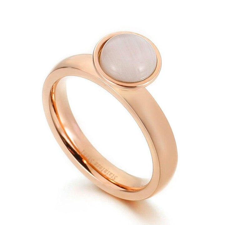 Kalen New Arrival Stone Ring Colorful White Pink Blue Stone Ring Stainless Steel Party Wedding Engagement Ring for Women.