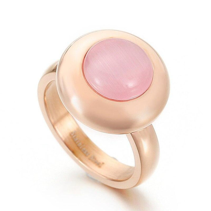 Kalen New Arrival Stone Ring Colorful White Pink Blue Stone Ring Stainless Steel Party Wedding Engagement Ring for Women.