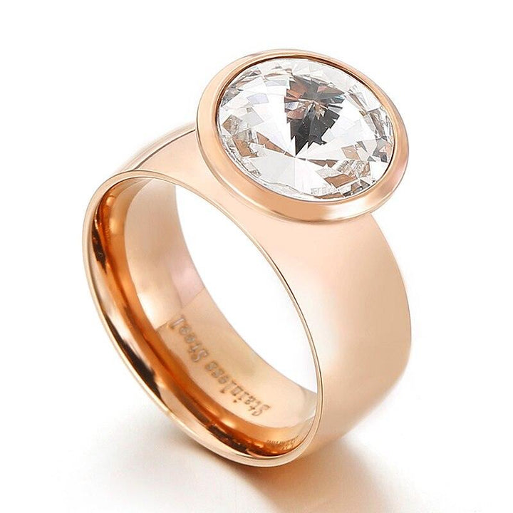 Kalen New Arrival Stone Ring Colorful White Pink Blue Stone Ring Stainless Steel Party Wedding Engagement Ring for Women.