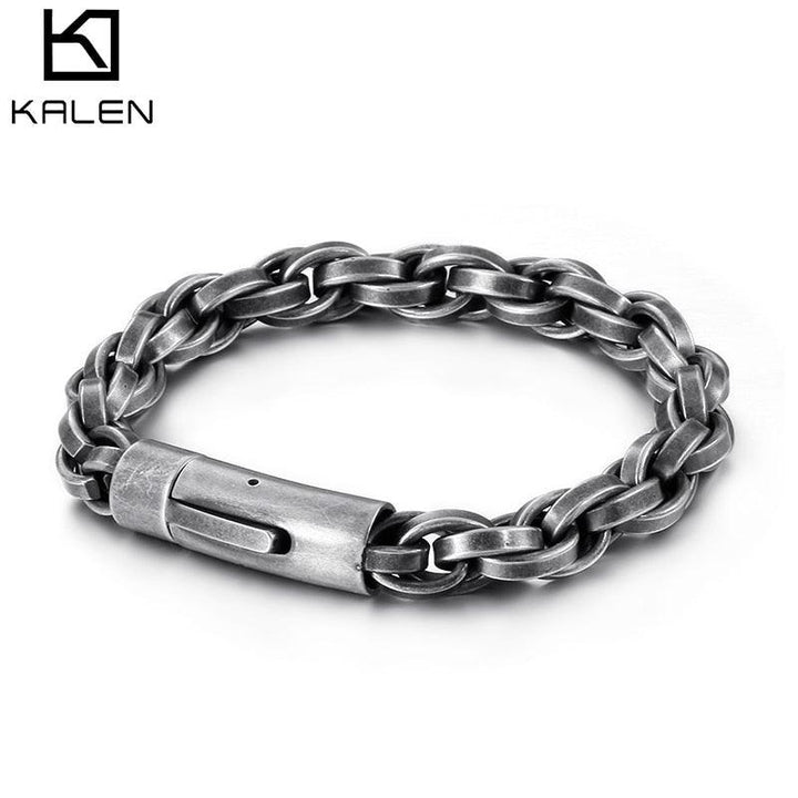 KALEN New Brushed Linking Chain Bracelet Men Stainless Steel Indian GoldBlack Twisted  Punk Bracelets Jewelry.