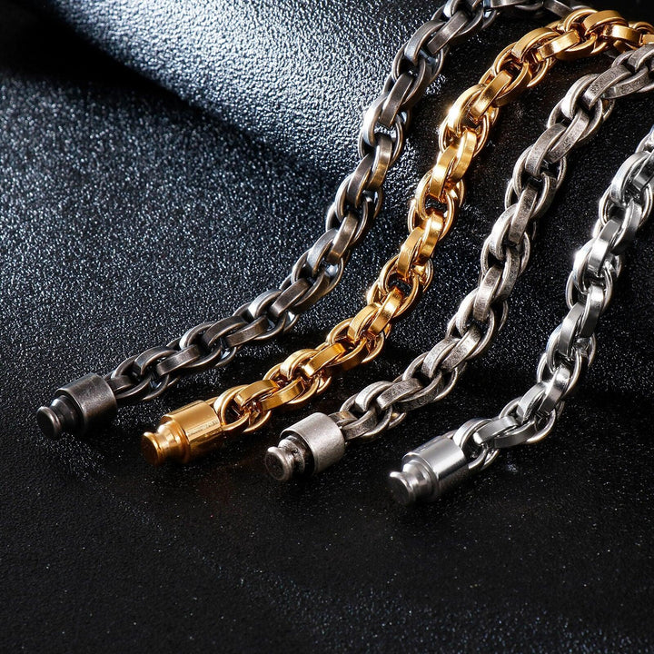 KALEN New Brushed Linking Chain Bracelet Men Stainless Steel Indian GoldBlack Twisted  Punk Bracelets Jewelry.