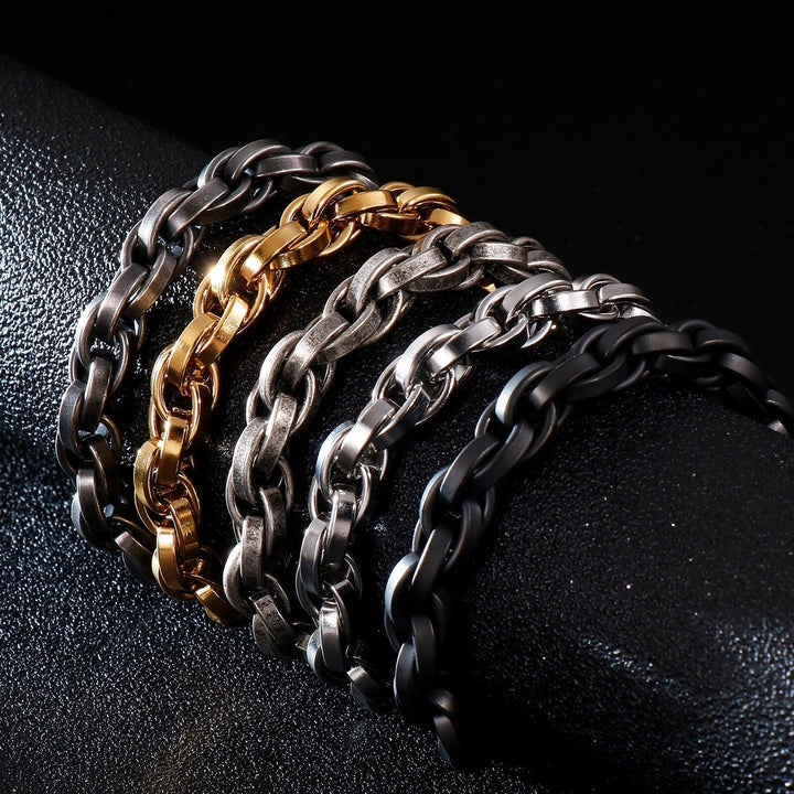 KALEN New Brushed Linking Chain Bracelet Men Stainless Steel Indian GoldBlack Twisted  Punk Bracelets Jewelry.