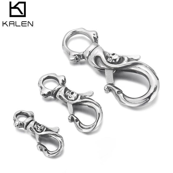 Kalen New Cool Men's Key Chains High Quality Stainless Steel Skull Pattern Key Chains Fashion Punk Biker Accessories Jewelry.