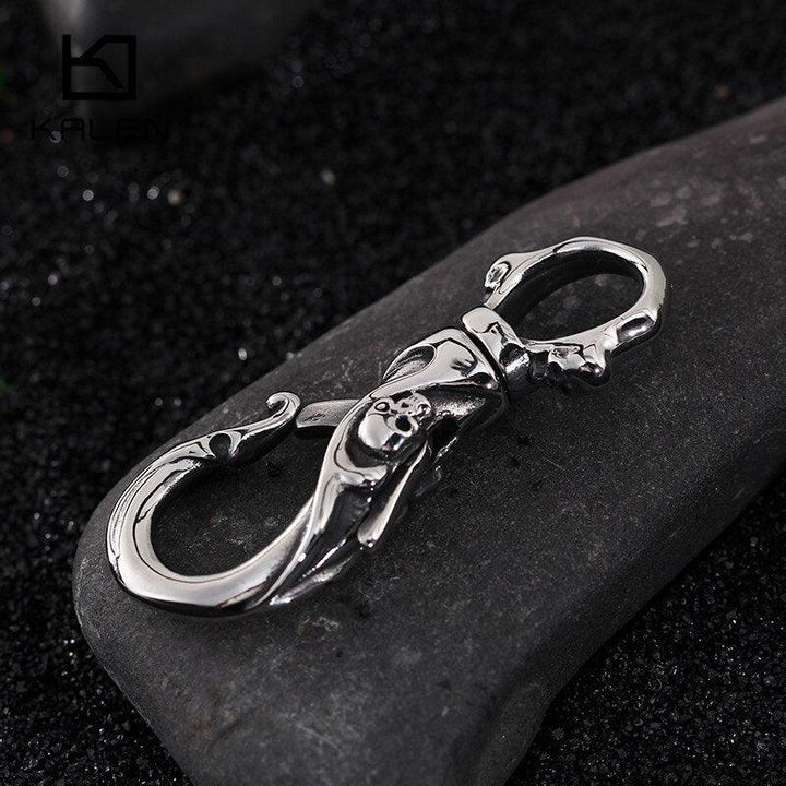 Kalen New Cool Men's Key Chains High Quality Stainless Steel Skull Pattern Key Chains Fashion Punk Biker Accessories Jewelry.