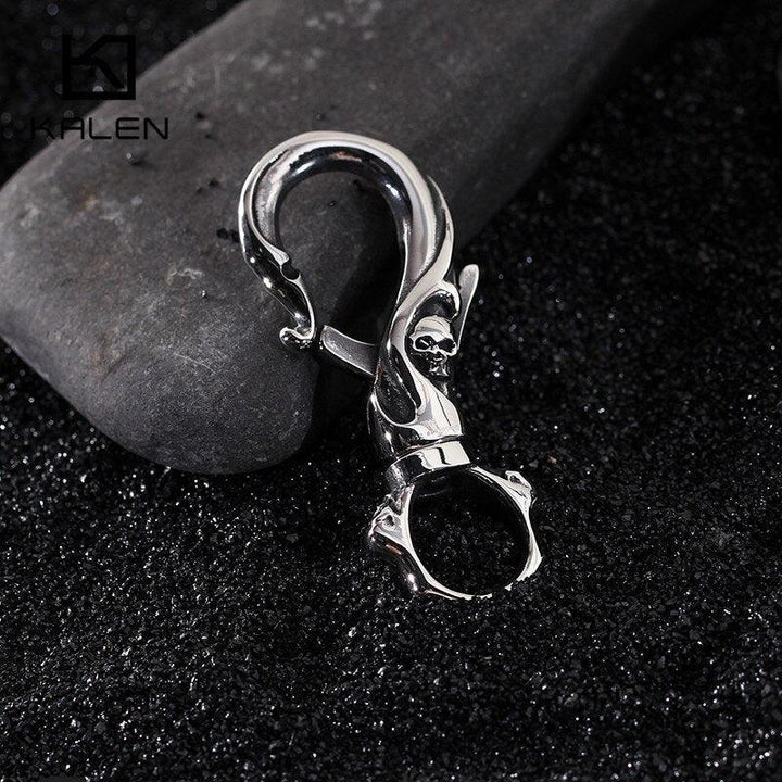 Kalen New Cool Men's Key Chains High Quality Stainless Steel Skull Pattern Key Chains Fashion Punk Biker Accessories Jewelry.