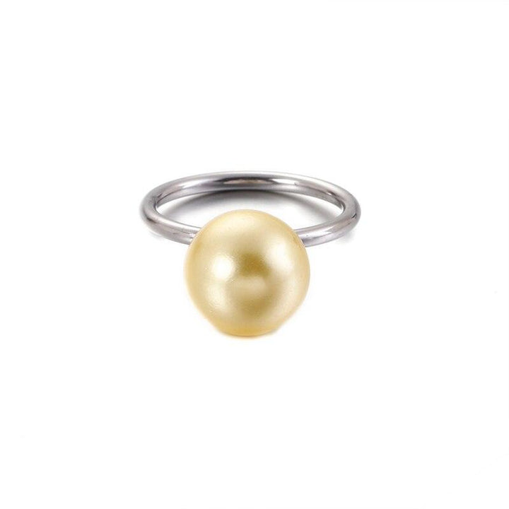 KALEN New Cute MINI Colourful Shell Pearl Rings For Women Tri-Color Stainless Steel Round Wedding Bands Rings Party Jewelry Gift.