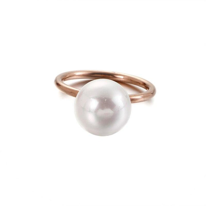 KALEN New Cute MINI Colourful Shell Pearl Rings For Women Tri-Color Stainless Steel Round Wedding Bands Rings Party Jewelry Gift.