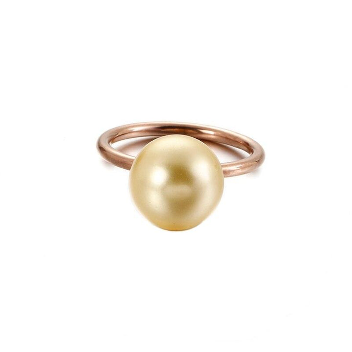 KALEN New Cute MINI Colourful Shell Pearl Rings For Women Tri-Color Stainless Steel Round Wedding Bands Rings Party Jewelry Gift.