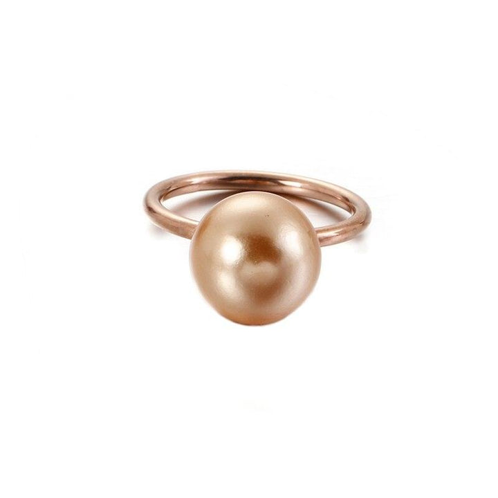 KALEN New Cute MINI Colourful Shell Pearl Rings For Women Tri-Color Stainless Steel Round Wedding Bands Rings Party Jewelry Gift.