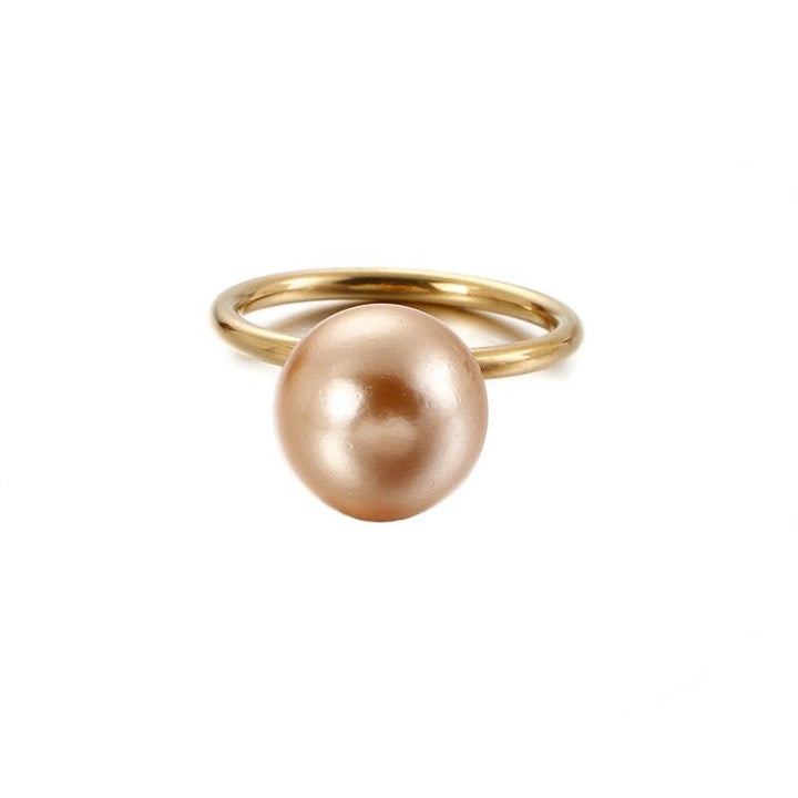 KALEN New Cute MINI Colourful Shell Pearl Rings For Women Tri-Color Stainless Steel Round Wedding Bands Rings Party Jewelry Gift.