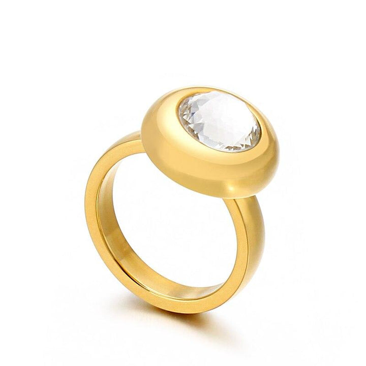 Kalen New Fashion Dubai Gold Color Rings Stainless Steel Bagues Femme White Gray Stone Cheap Party Engagement Lover Rings Gifts.