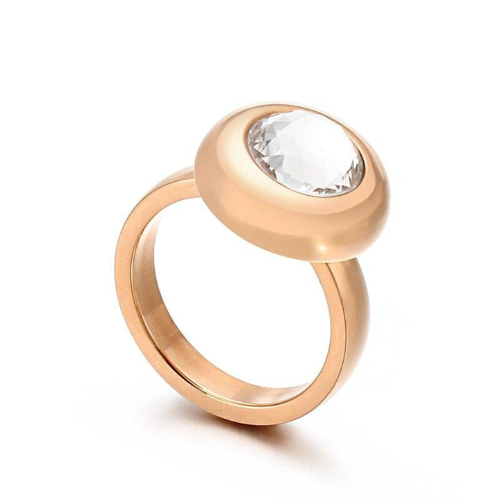 Kalen New Fashion Dubai Gold Color Rings Stainless Steel Bagues Femme White Gray Stone Cheap Party Engagement Lover Rings Gifts.