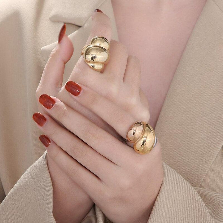 KALEN New Fashion Gold Color Thick Chunky Large Rings For Women Punk Stainless Steel Big Flowers Cocktail Anillos Jewerly Party.