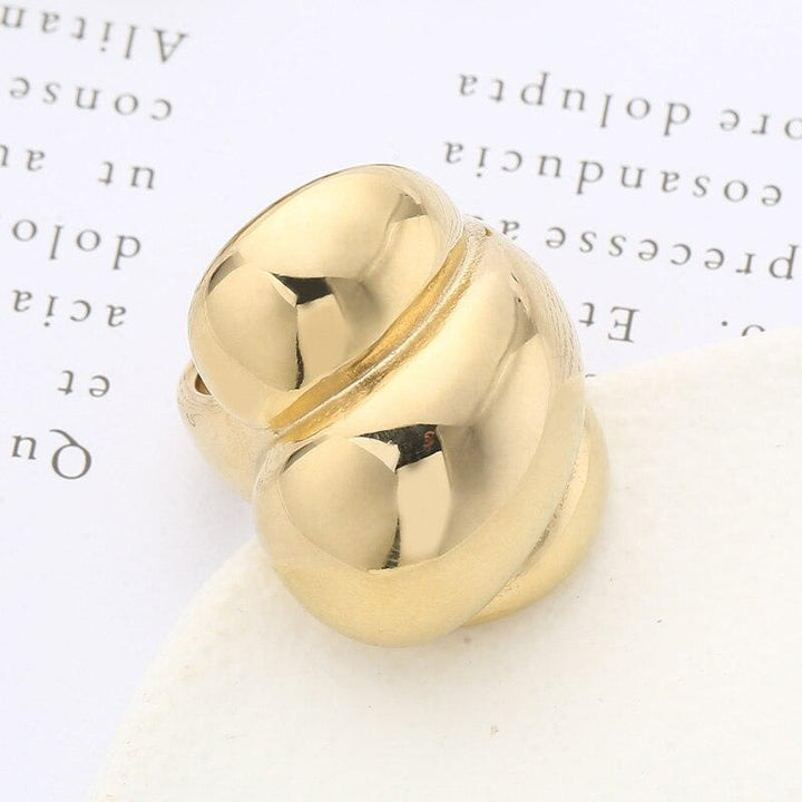 KALEN New Fashion Gold Color Thick Chunky Large Rings For Women Punk Stainless Steel Big Flowers Cocktail Anillos Jewerly Party.