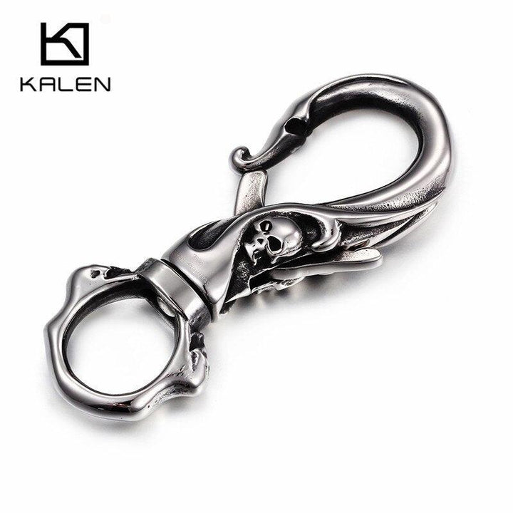 Kalen New Punk Key Chains 316 Stainless Steel Skull Key Chains Fashion Rock Accessories Jewelry Gifts For Men Boyfriend.