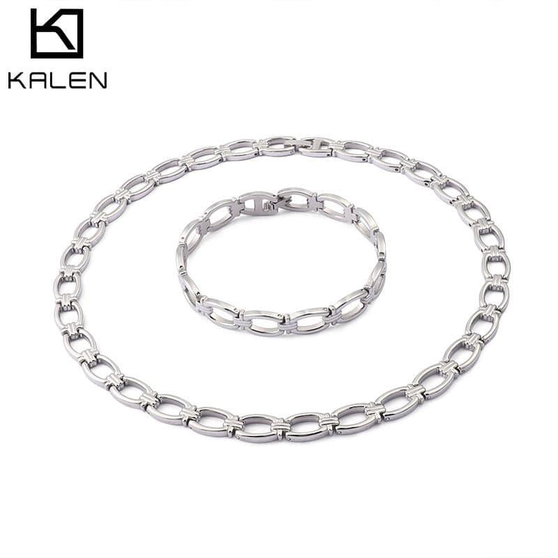 KALEN New Stainless Steel Bracelet &amp; Necklace Sets Trendy Square Color Jewelry Sets For Women Acero Inoxidable Joyeria Mujer.