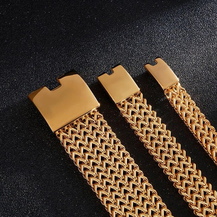 KALEN New Stainless Steel Link Chain Bracelets High Polished Dubai Gold Color Mesh Bracelets Men Cool Jewelry Accessories Gifts.