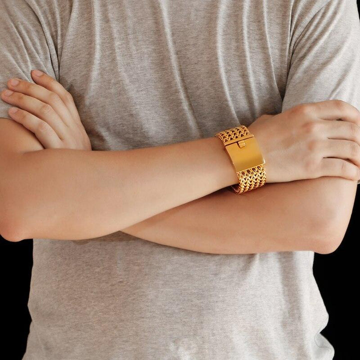 KALEN New Stainless Steel Link Chain Bracelets High Polished Dubai Gold Color Mesh Bracelets Men Cool Jewelry Accessories Gifts.