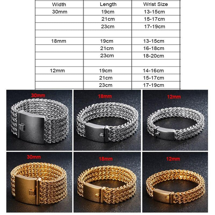 KALEN New Stainless Steel Link Chain Bracelets High Polished Dubai Gold Color Mesh Bracelets Men Cool Jewelry Accessories Gifts.