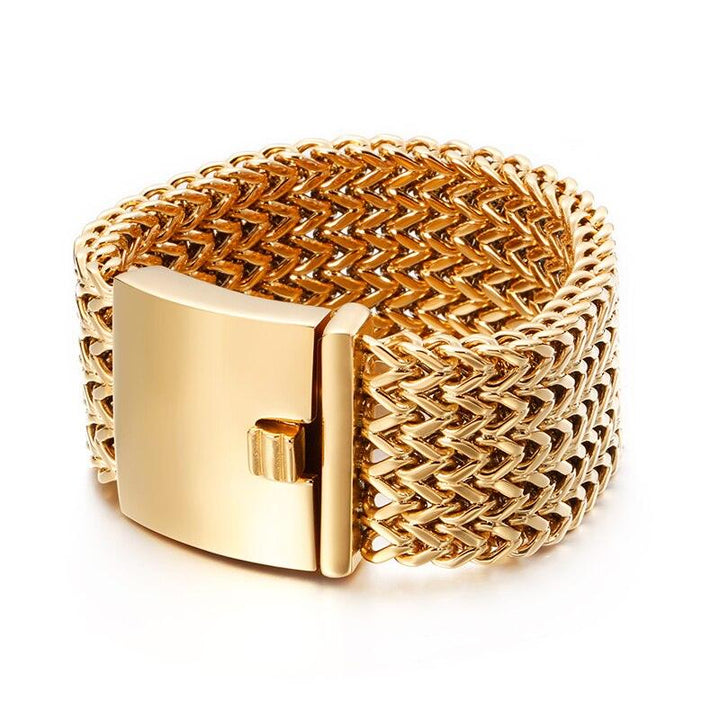 KALEN New Stainless Steel Link Chain Bracelets High Polished Dubai Gold Color Mesh Bracelets Men Cool Jewelry Accessories Gifts.