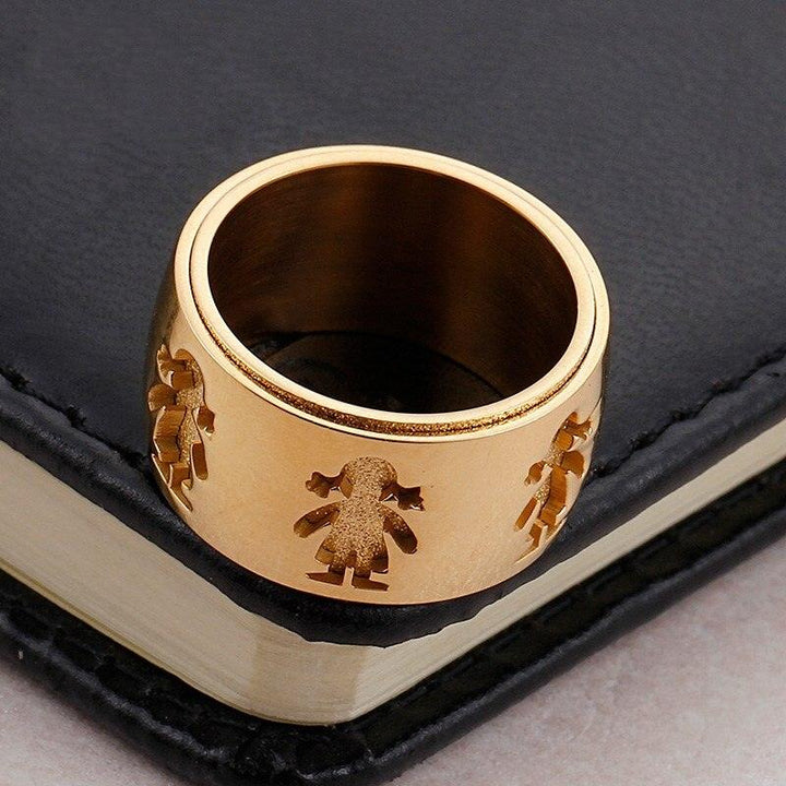 Kalen New Stainless Steel Little Girl &amp; Boy 12mm Width Rings For Women Good Quality Engagement Finger Rings For Family Love.