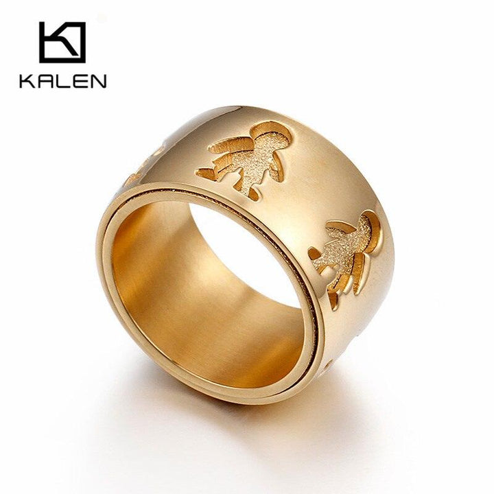 Kalen New Stainless Steel Little Girl &amp; Boy 12mm Width Rings For Women Good Quality Engagement Finger Rings For Family Love.